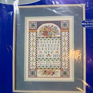 J&P Coats Counted Cross Stitch Kit Blessed House Sampler 23501 Vintage 1992 New